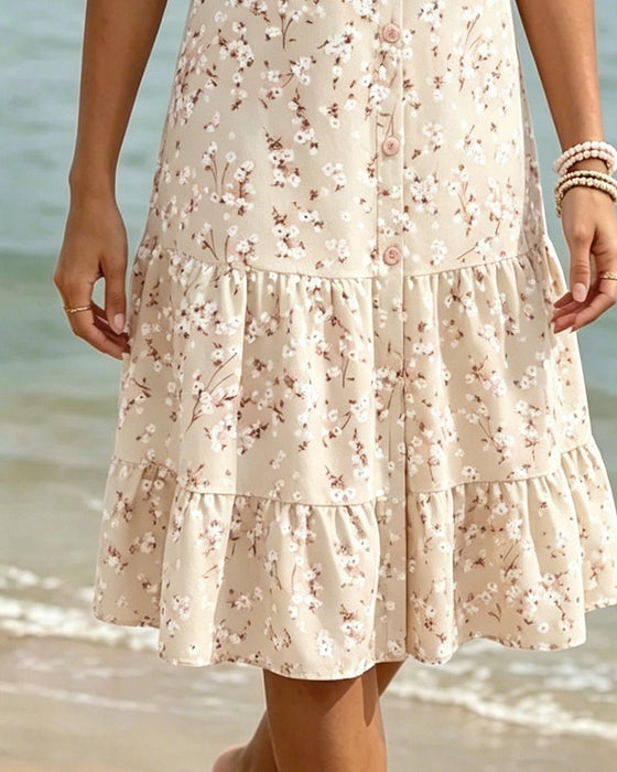 Kleid Blumen V-Ausschnitt Gestuft