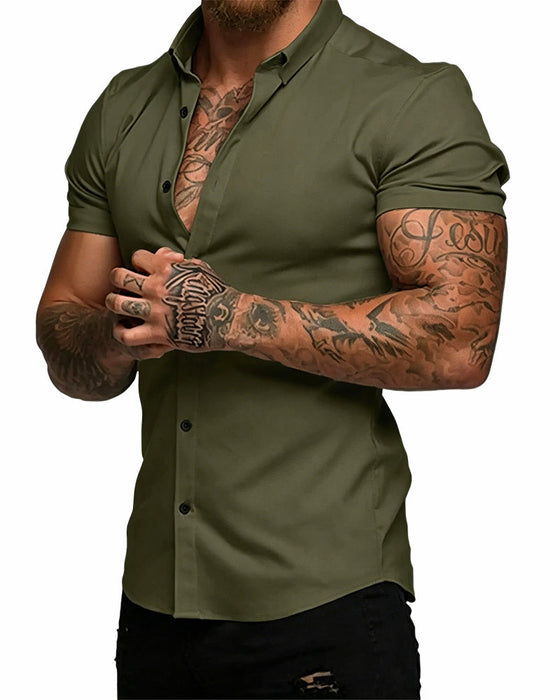 Hemd Hoch Stretch Revers Kurzarm Herren