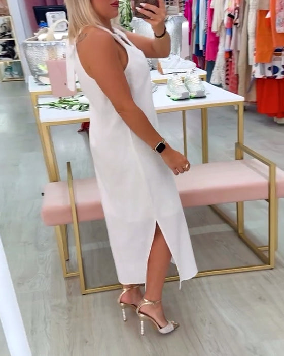 Kleid Ärmellos Elegant Unifarbe