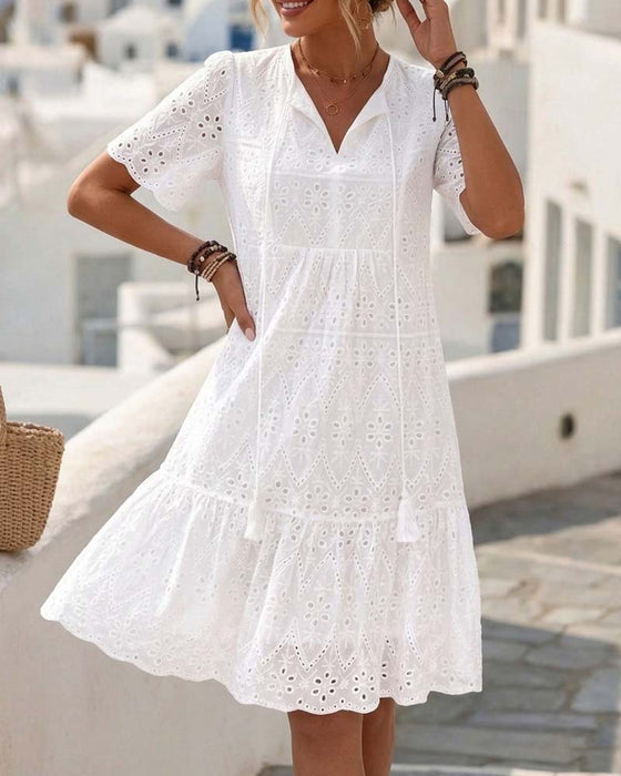 Kleid Durchbrochen Kurzarm