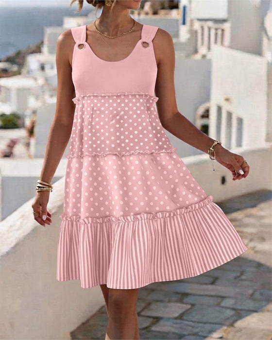 Kleid Pünktchen Streifen Gestuft Spagetti