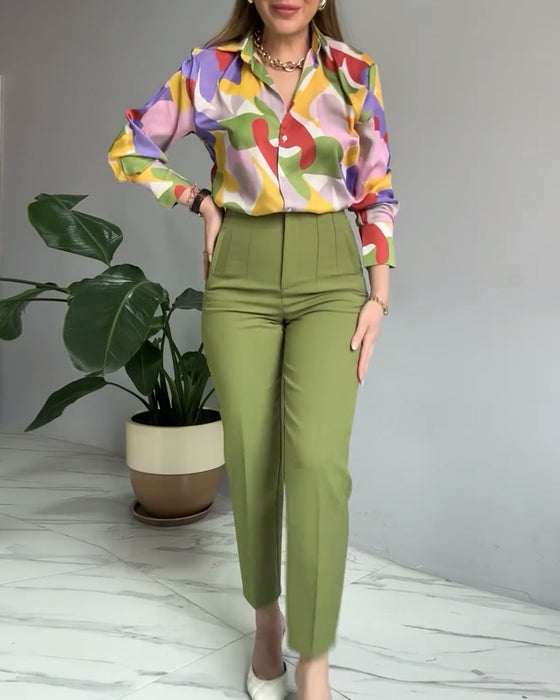 Buntes Revers bedrucktes Urlaubsshirt