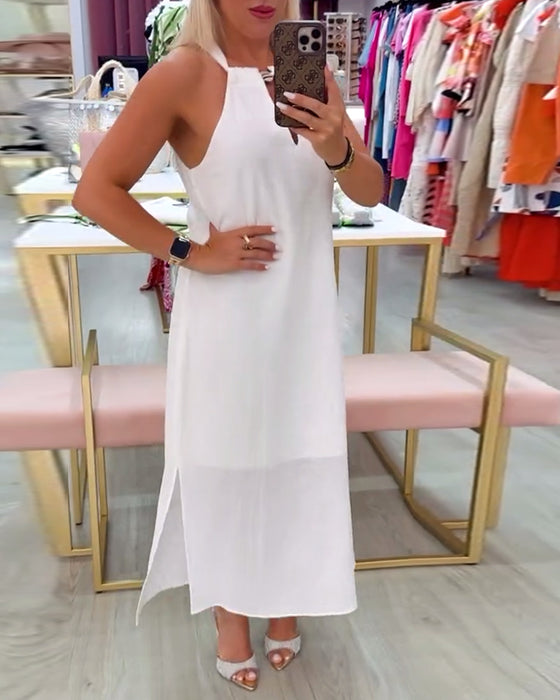 Kleid Ärmellos Elegant Unifarbe