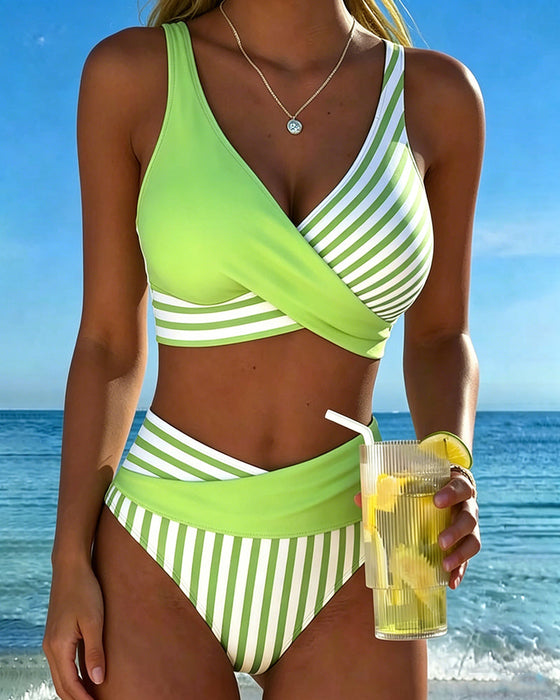 Bikini Gekreuzte Streifen Bedruckt