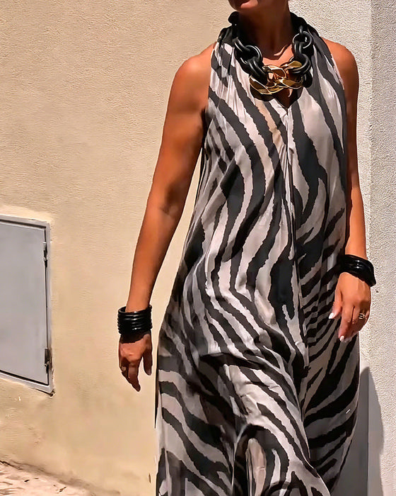 Maxikleid Halterausschnitt Printmuster