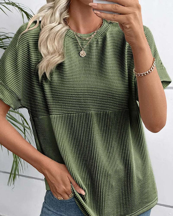 T-Shirt Gestreift Kurzarm Rundhals