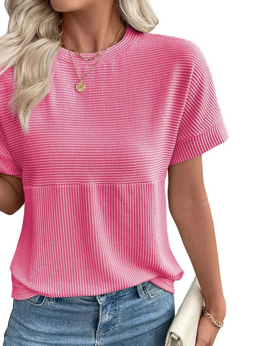 T-Shirt Gestreift Kurzarm Rundhals
