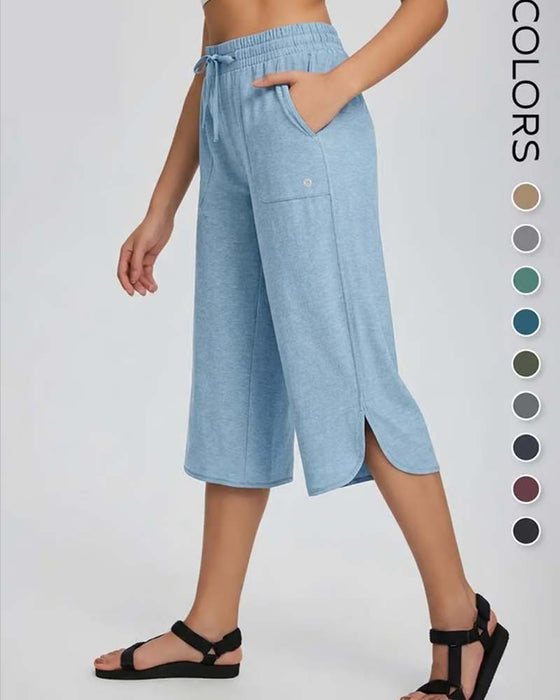 👖 Capris Damen Weites Bein Yoga