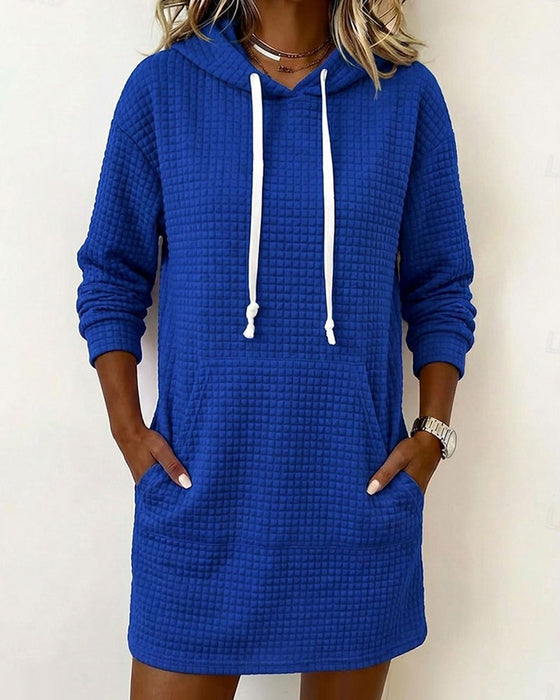 Kleid Waffel Kapuze Sweatshirt