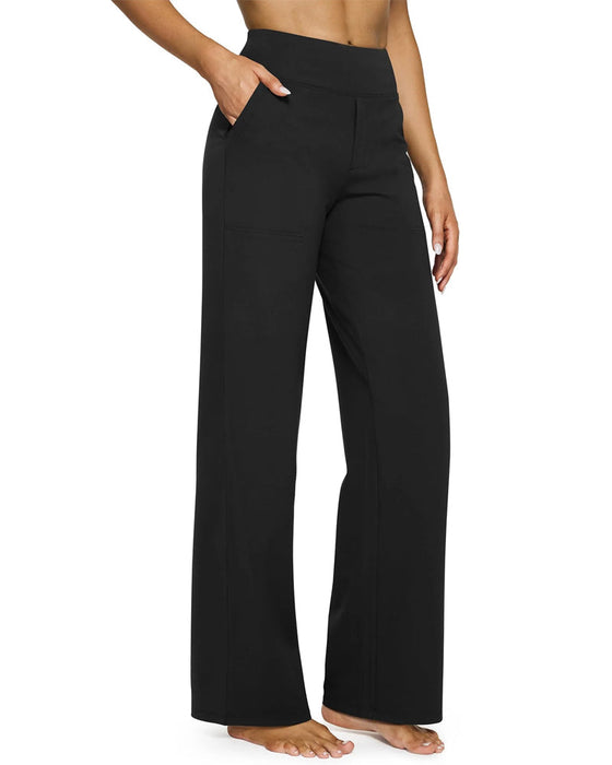 Hose Damen High Waist Stretch Casual Yoga Weites Bein