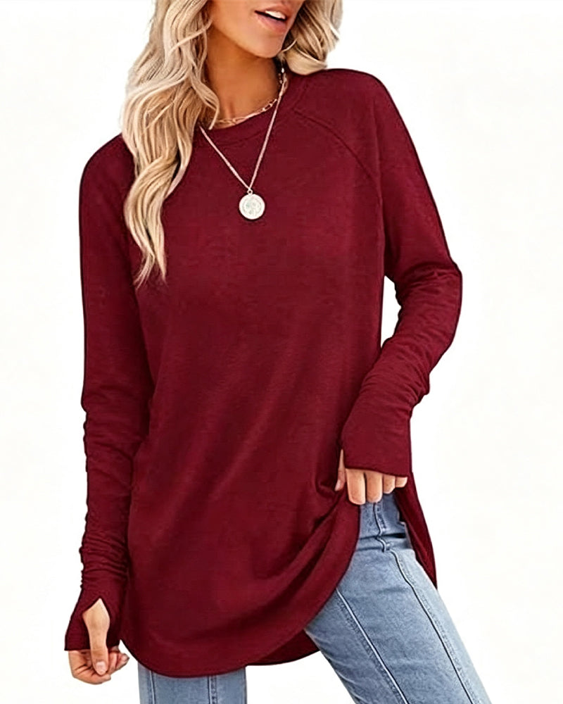 Oberteil Locker Rundhals Raglan Langarm