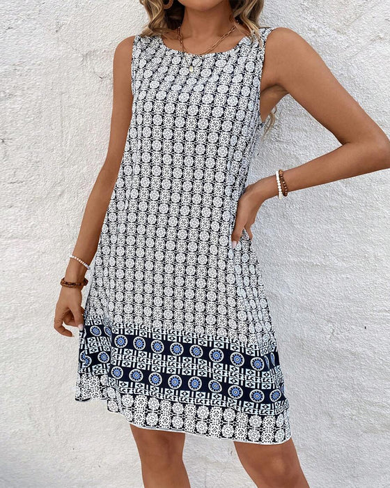 Kleid Ärmellos Bedruckt Gerade
