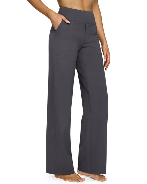 Hose Damen High Waist Stretch Casual Yoga Weites Bein