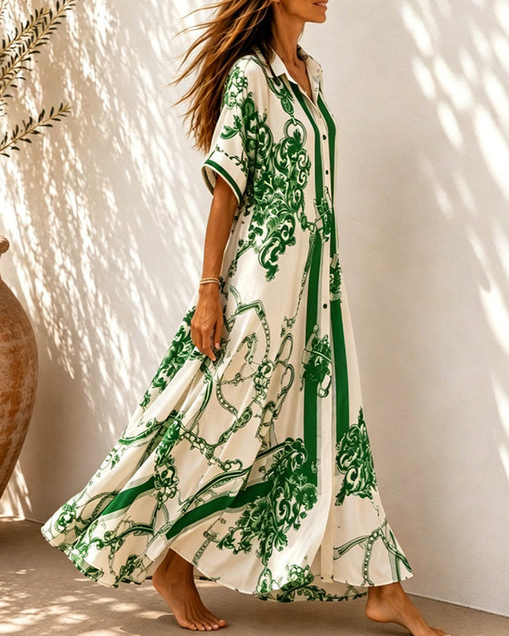 Kleid Vintage Schnörkel Revers Hemd