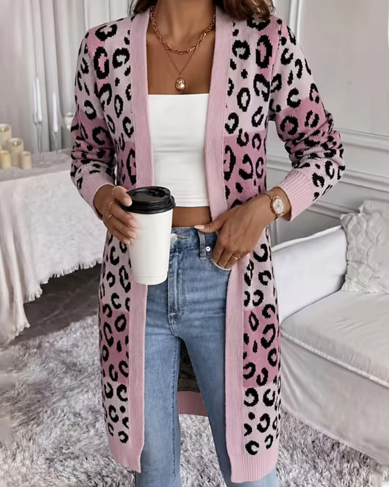 Cardigan Leopard‑Druck Langarm