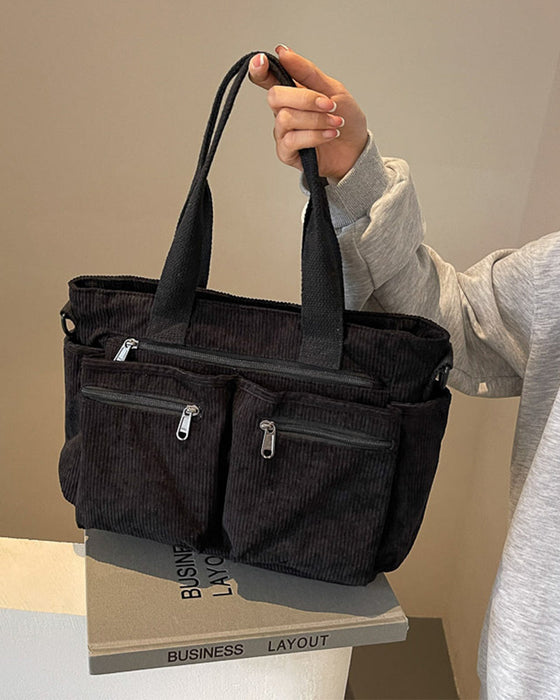 Einfarbige Cordtasche