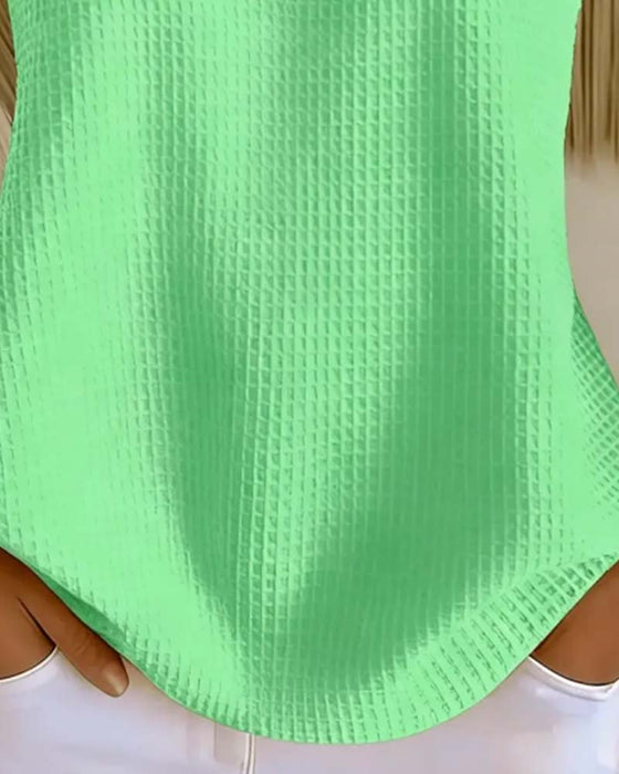 Tank Top Rundhals Ärmellos Waffel Knopf