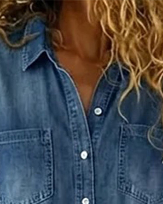 Jumpsuits aus Denim mit kurzen Ärmeln