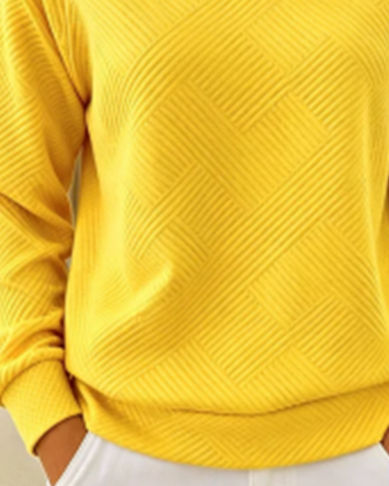 Sweatshirt V-Ausschnitt Gestreift Raglan Einfarbig