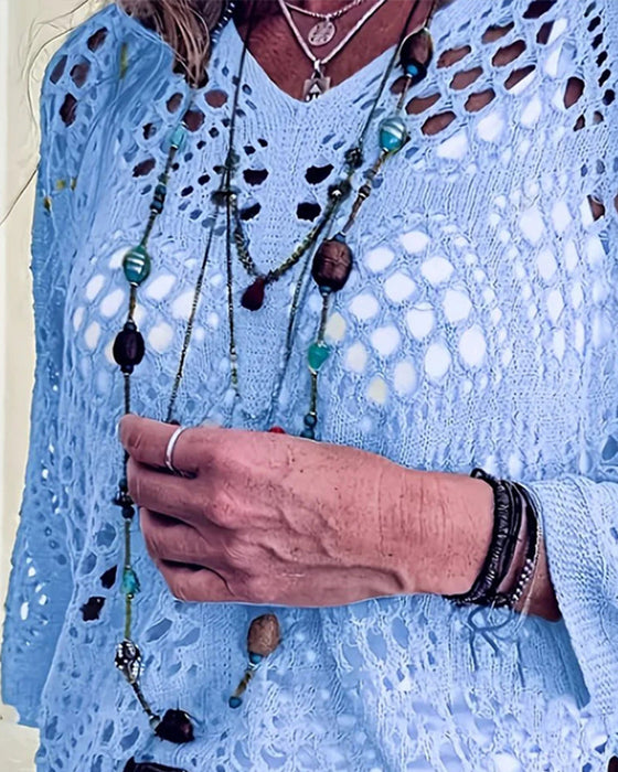 Pullover Rautenmuster Lochmuster Locker