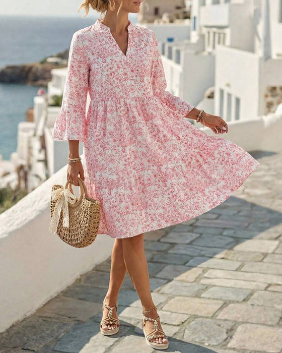 Kleid Blumig V-Ausschnitt Kuchen