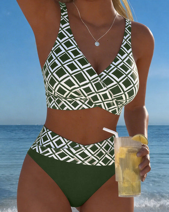 Zweiteiliger Bikini Mit Bh-Schnitt Und Diamantmuster