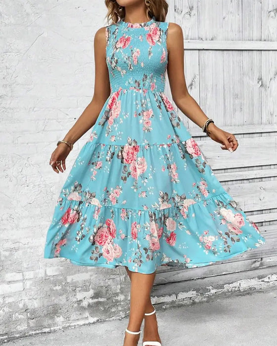 Kleid Blumig Druck Smock