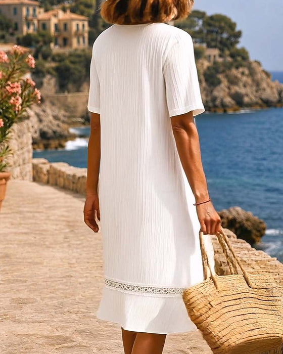 Kleid Spitze Patchwork Strukturiert
