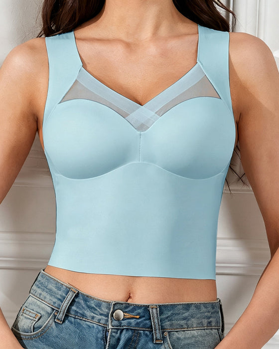 Tank Top Mesh-Splicing Eingebauter Bh