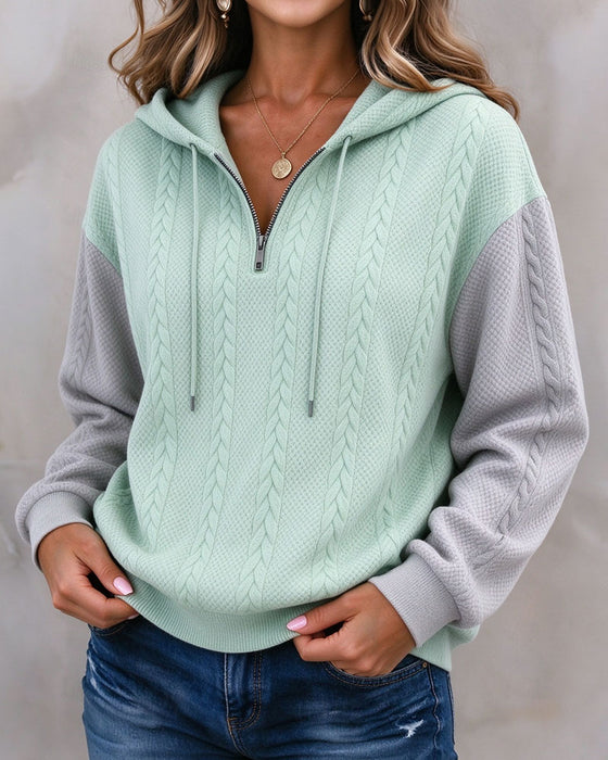 Sweatshirt Mit Kapuze Reißverschluss Kontrast