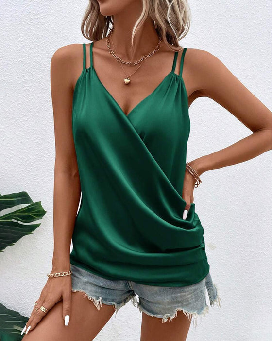 Elegante Doppelgurt-Camisole Mit Einfärbigem Muster