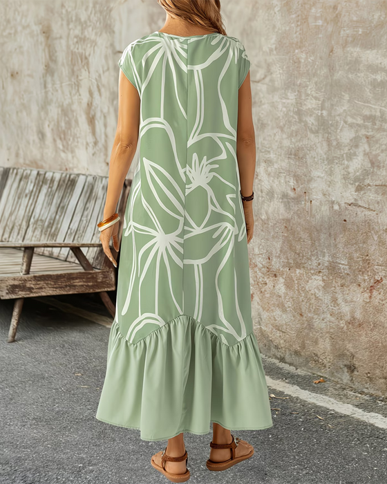Kleid Rundhals Geometrisch Print A-Linie