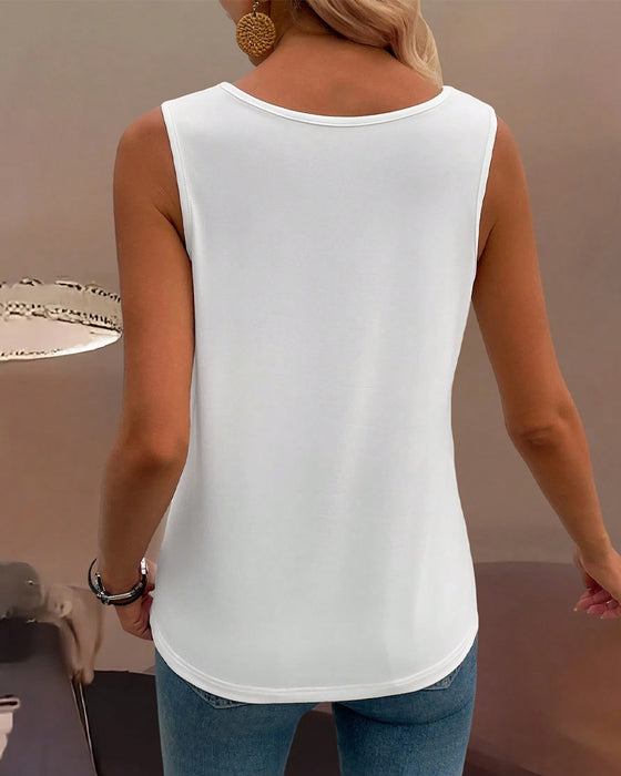 Tanktop Weiter Kragen Uni Farbe