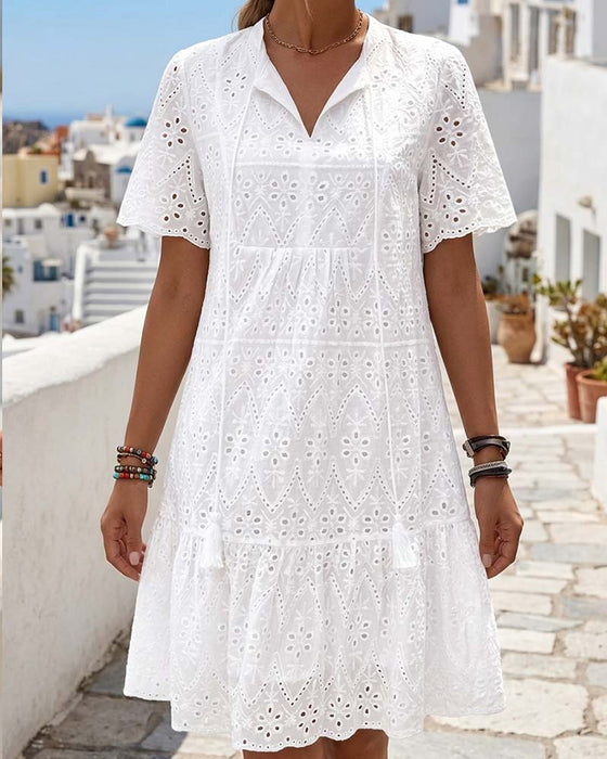 Kleid Durchbrochen Kurzarm