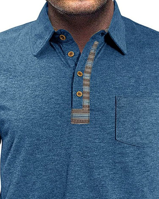 Bluse Herren Knopf Revers Polo