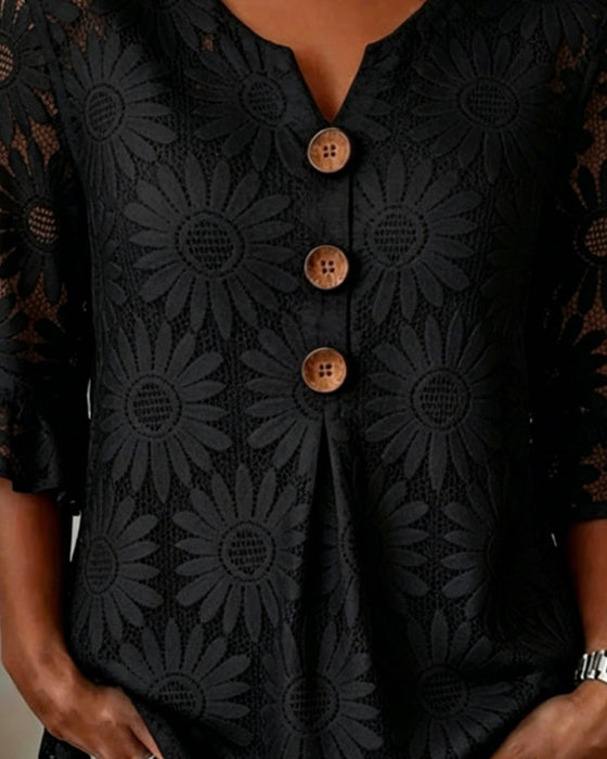 Rüschenbluse Mit Margeritenprint Und Rüschenärmeln