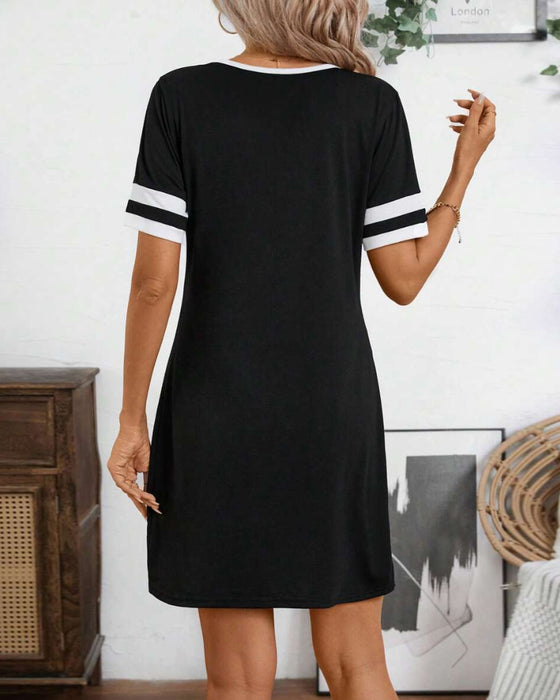 Kleid halber Reißverschluss Colorblock figurbetont kurzärmelig