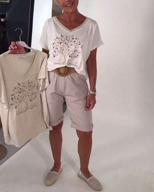 T-Shirt V-Ausschnitt bedruckt vielseitig