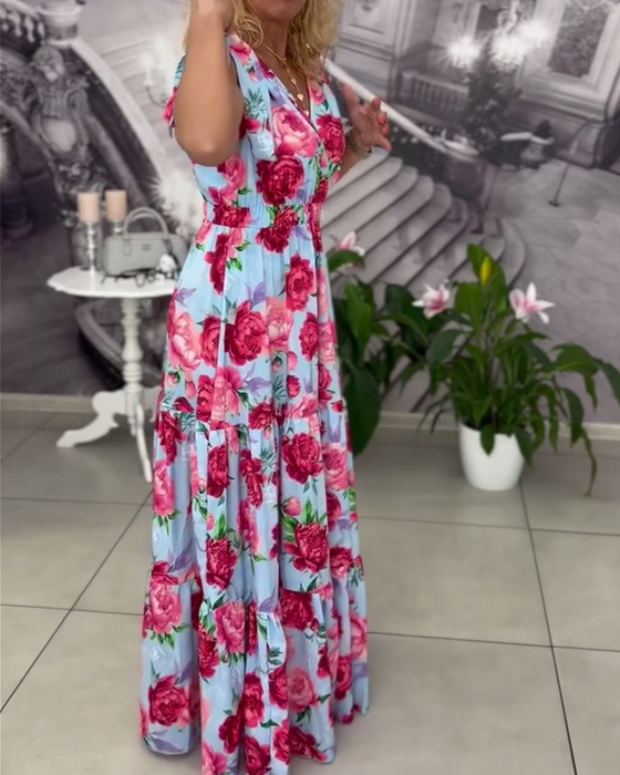 Kleid Sexy V-Ausschnitt Bedruckt