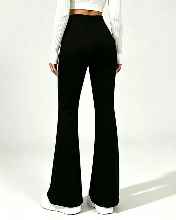 Hose Hohe Taille Casual Fleece Ausgestellte