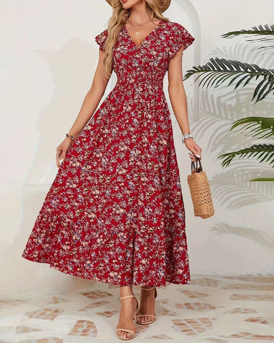 Kleid Blumen Taille Bindung