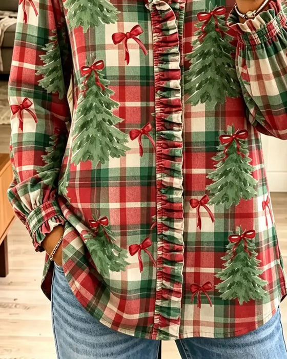 Hemd Weihnachten Karo Weihnachtsbaum Print