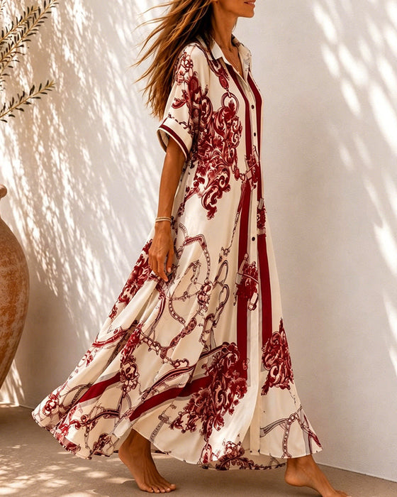 Kleid Vintage Schnörkel Revers Hemd