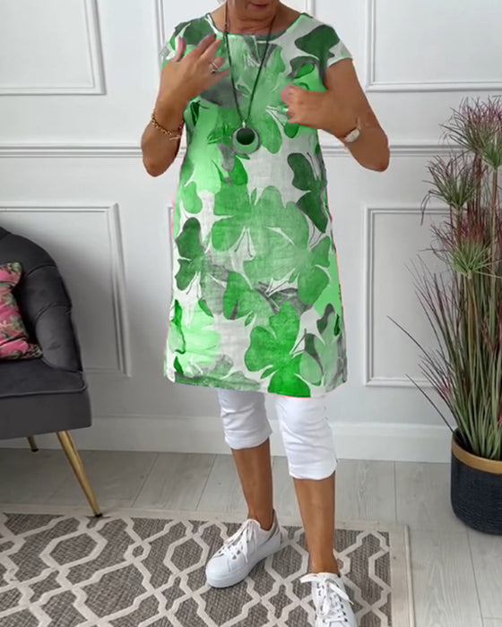 Lässiges Longtop mit farbenfrohem Blumenprint