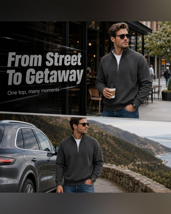 Sweatshirt Halb Zip Stehkragen