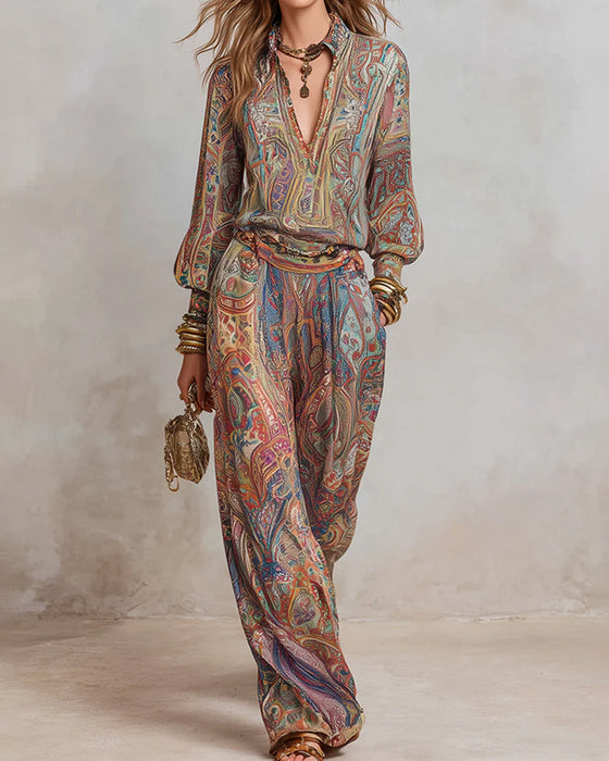 Set Bohemian Weites Bein Hose