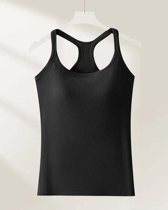 Tanktop Eingebauter Bh Gerippt Einfarbig
