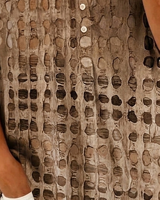 Bluse Tupfenprint Knopf Halbe Knopfleiste