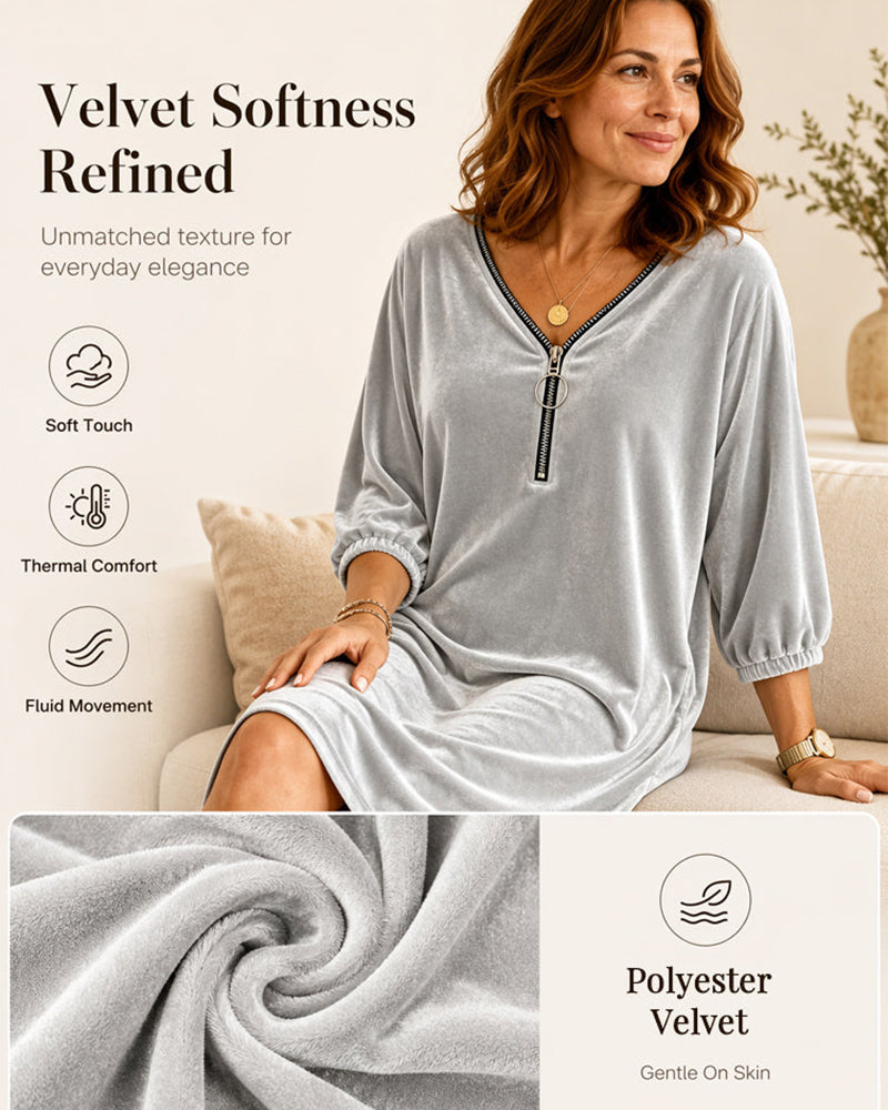 Kleid Einfarbig Reißverschluss Lässig