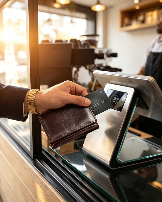 Herren Echtleder Öl-Wachs Rindsleder RFID-Geldbörse